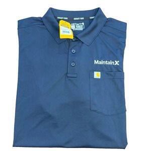 New Carhartt Force Shirt mens XL Blue Short sleeve polo Snag Resistant Pocket